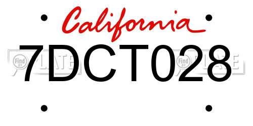 7DCT028 California License Plate