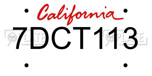 7DCT113 California License Plate