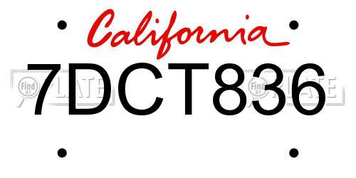 7DCT836 California License Plate