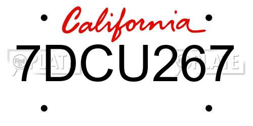 7DCU267 California License Plate