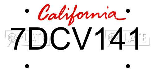 7DCV141 California License Plate