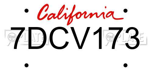 7DCV173 California License Plate