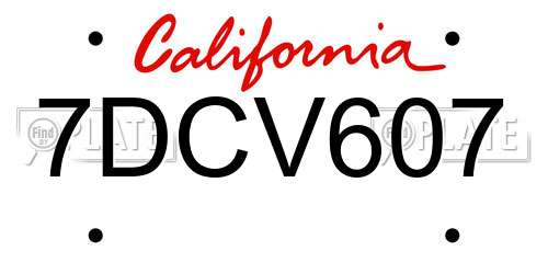 7DCV607 California License Plate