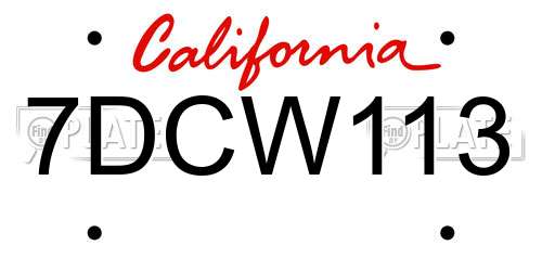 7DCW113 California License Plate