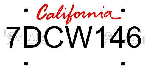 7DCW146 California License Plate