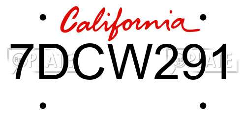 7DCW291 California License Plate