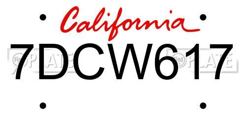 7DCW617 California License Plate