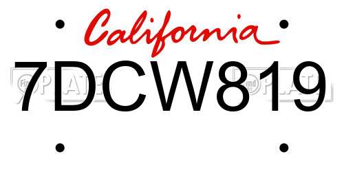 7DCW819 California License Plate