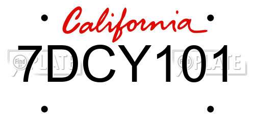 7DCY101 California License Plate