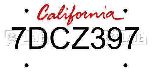7DCZ397 California License Plate
