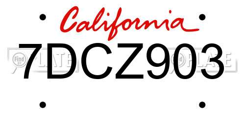 7DCZ903 California License Plate