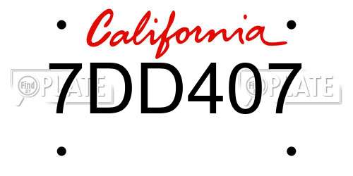 7DD407 California License Plate