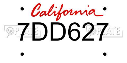 7DD627 California License Plate