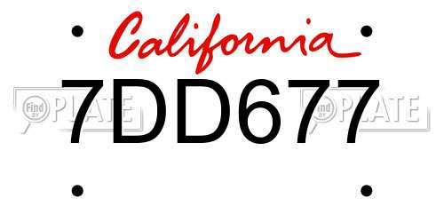7DD677 California License Plate