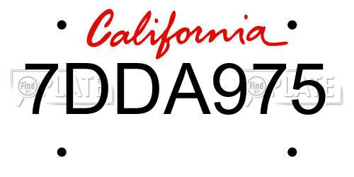 7DDA975 California License Plate