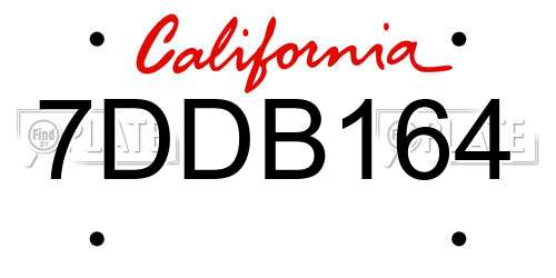 7DDB164 California License Plate