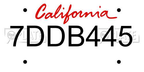 7DDB445 California License Plate
