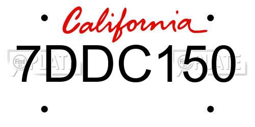 7DDC150 California License Plate