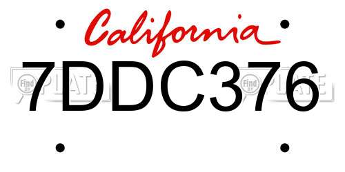 7DDC376 California License Plate
