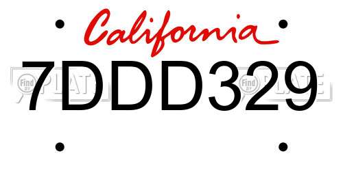 7DDD329 California License Plate