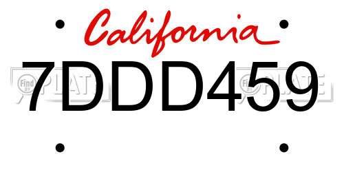 7DDD459 California License Plate