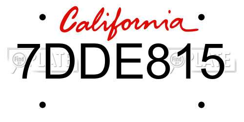 7DDE815 California License Plate