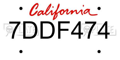 7DDF474 California License Plate