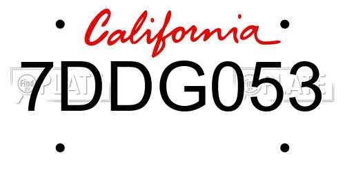 7DDG053 California License Plate