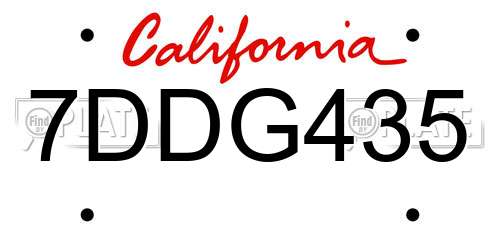 7DDG435 California License Plate