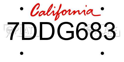 7DDG683 California License Plate