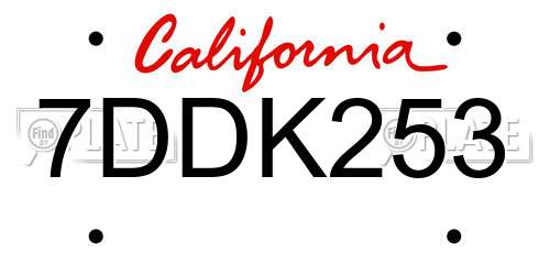 7DDK253 California License Plate