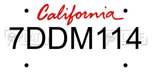 7DDM114 California License Plate