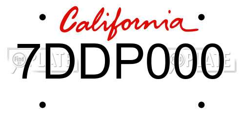 7DDP000 California License Plate