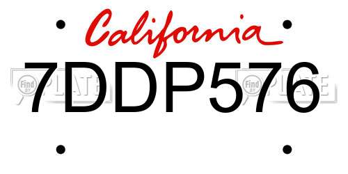 7DDP576 California License Plate