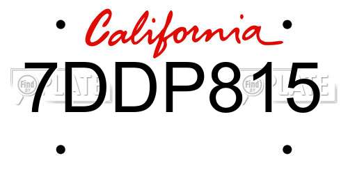 7DDP815 California License Plate