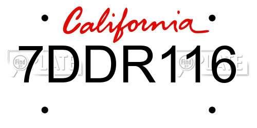 7DDR116 California License Plate