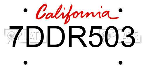 7DDR503 California License Plate