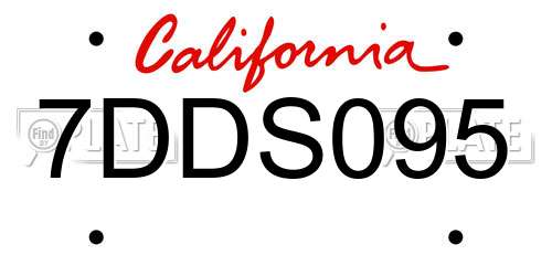 7DDS095 California License Plate