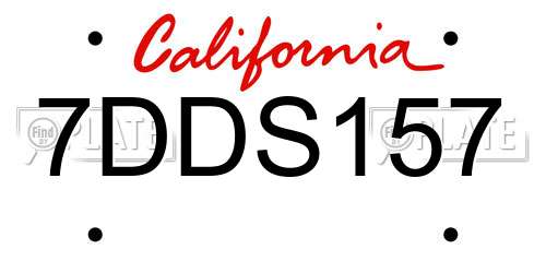 7DDS157 California License Plate