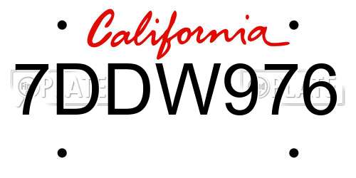 7DDW976 California License Plate