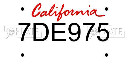 7DE975 California License Plate