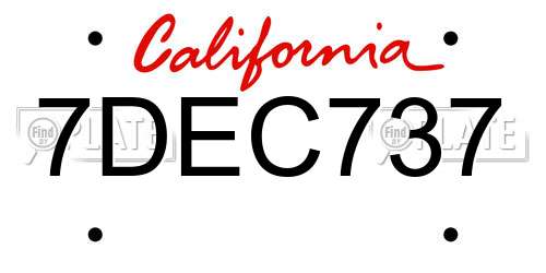 7DEC737 California License Plate