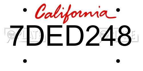 7DED248 California License Plate