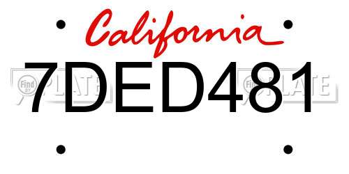 7DED481 California License Plate