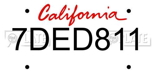 7DED811 California License Plate