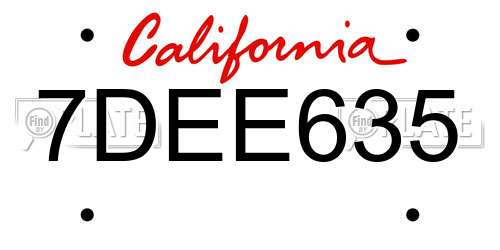 7DEE635 California License Plate