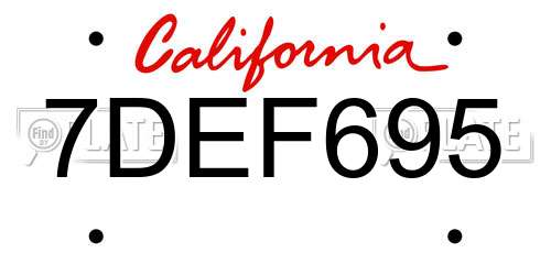 7DEF695 California License Plate