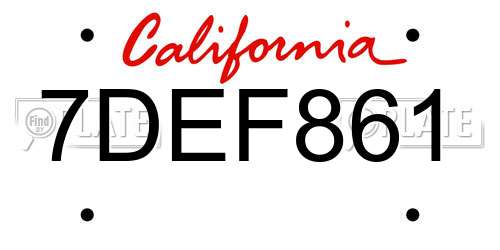 7DEF861 California License Plate