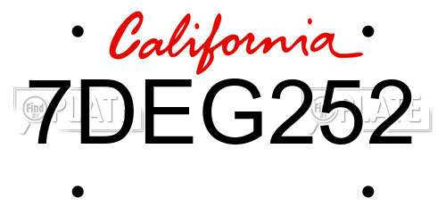 7DEG252 California License Plate