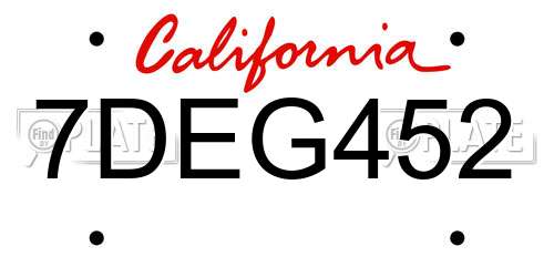 7DEG452 California License Plate